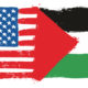 Painted illustration of U.S. and Palestinian flags