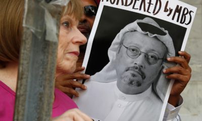 Photo of a poster of Saudi journalist Jamal Khashoggi