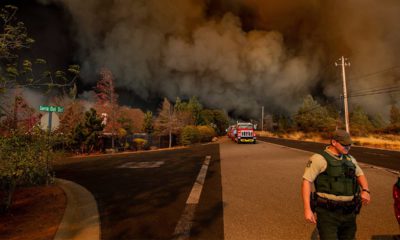 Photo of fire burning in Paradise, CA