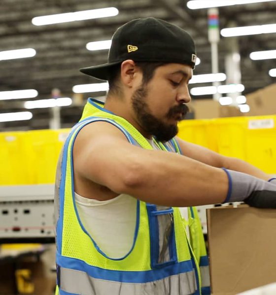 Photo of an employee at Amazon's fulfillment center in Fresno, California