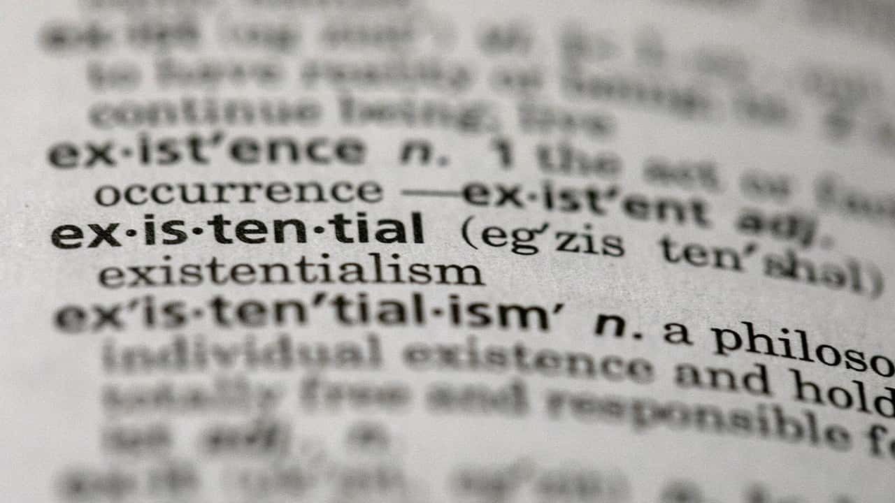 Photo of the word "existential" in a dictionary in the Brooklyn borough of New York