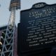 Photo of a memorial plaque for eleven concertgoers killed at a 1979 concert