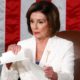 Photo of House Speaker Nancy Pelosi ripping up President Donald Trump's speech