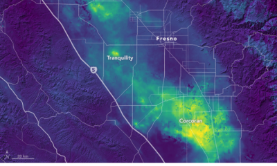 Image and chart of the sinking San Joaquin Valley