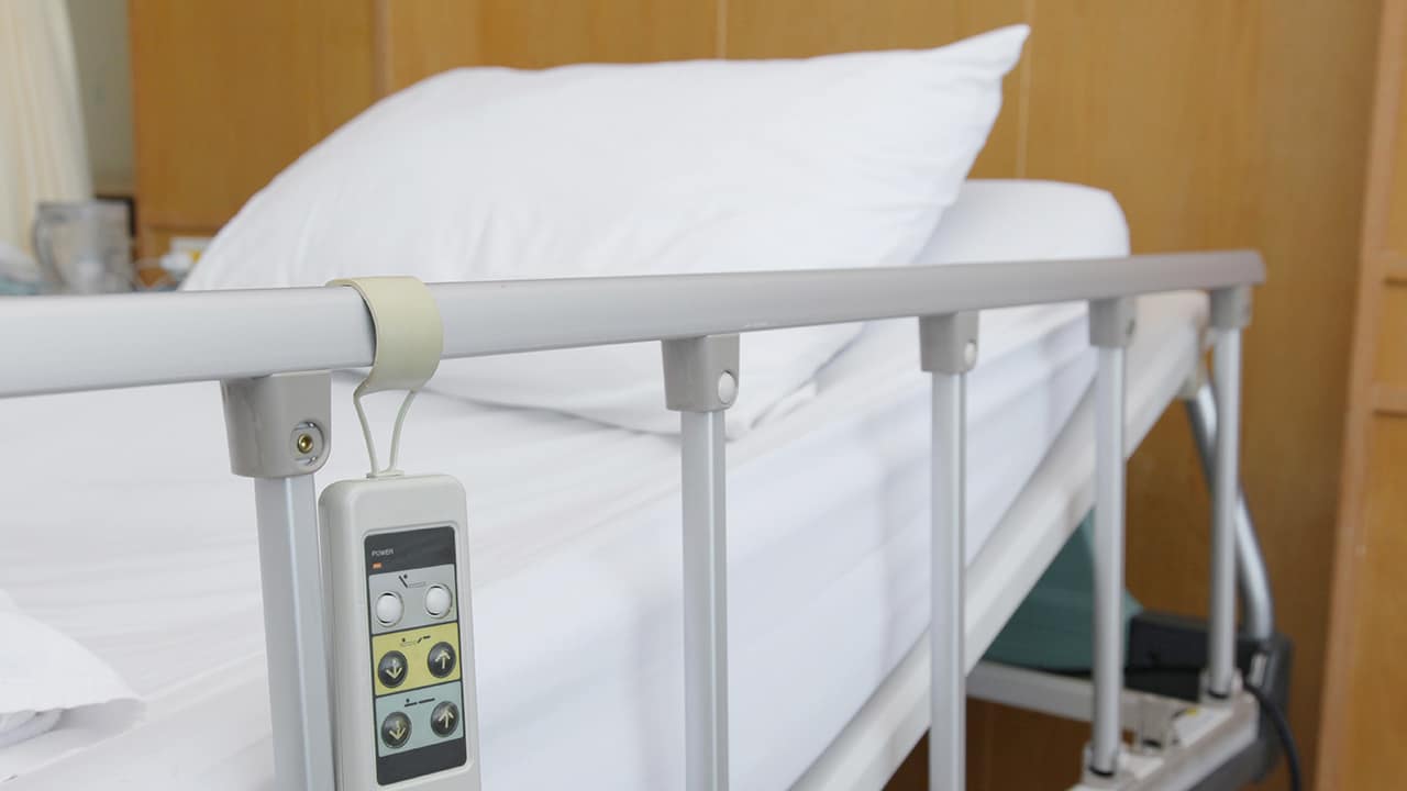 Photo of a hospital bed