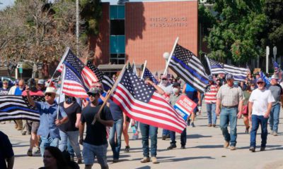 Image of Back the Blue marchers in Fresno, California