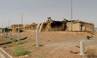 Photo of a building after it was damaged by a fire, at the Natanz uranium enrichment facility